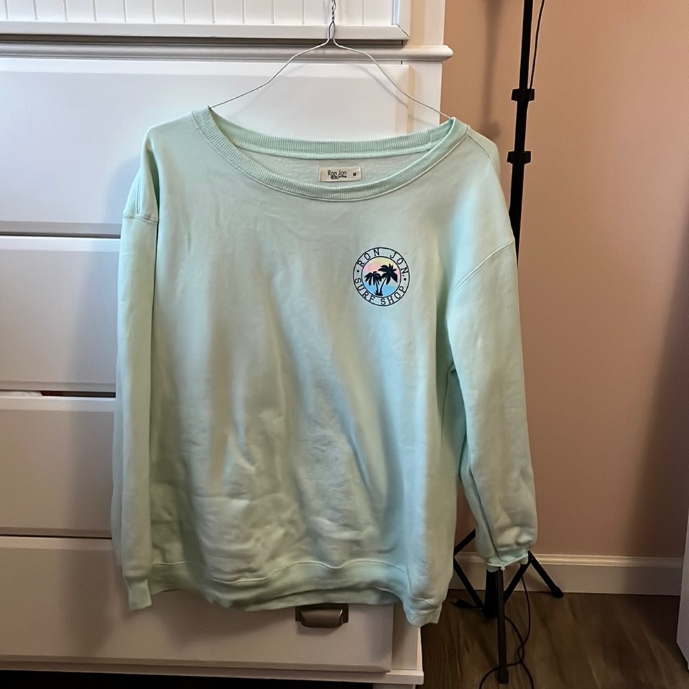 teal ron jon crew neck
